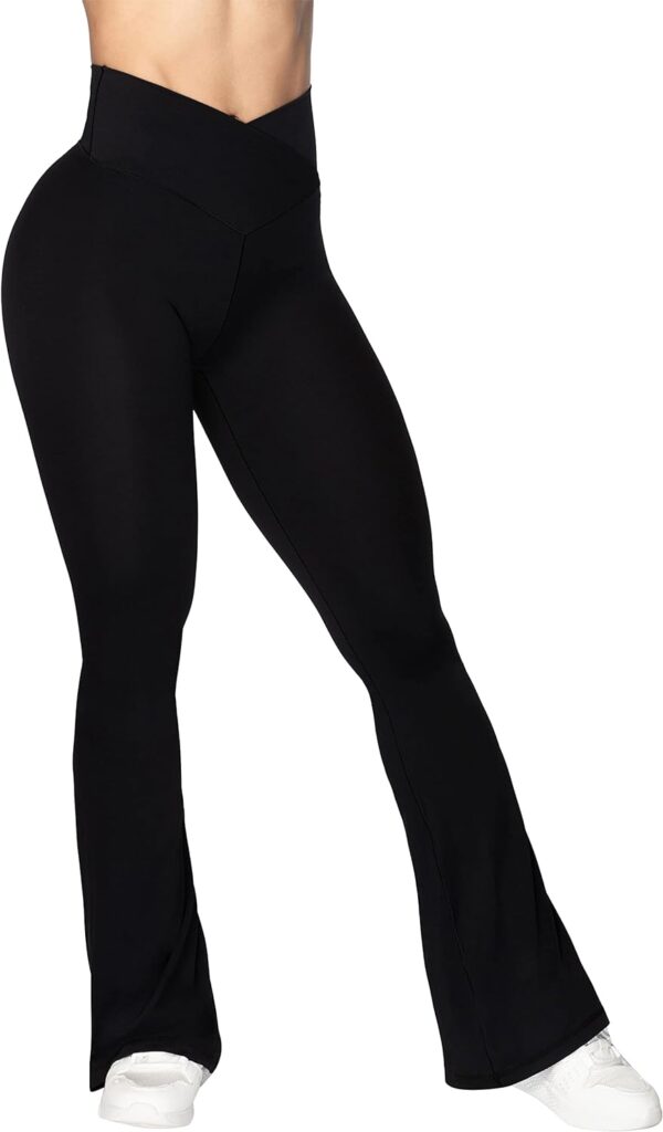 Sunzel Flare Leggings, Crossover Yoga Pants with Tummy Control, High-Waisted and Wide Leg