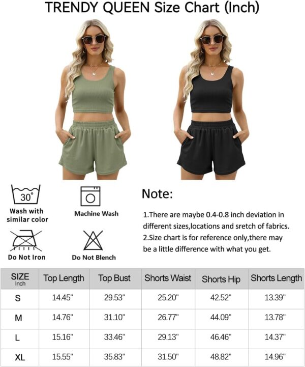 Trendy Queen Two Piece Summer Outfits Women Shorts Sets 2 Piece Sleeveless Matching Lounge Crop Top and High Waisted Shorts - Image 6