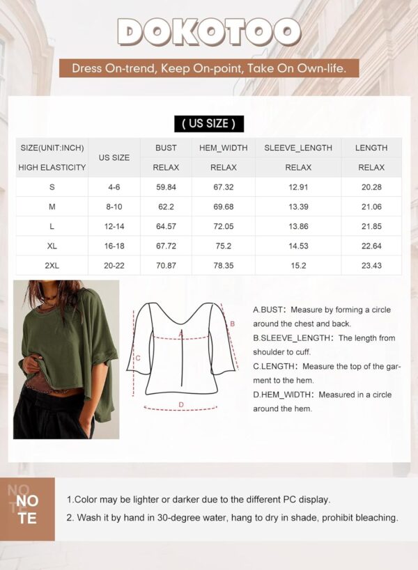 Dokotoo Summer Tops 2024 Womens Solid T Shirts for Women Loose Oversized Shirts Basic Tee - Image 6